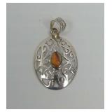 925 Sterling Silver and Spiny Oyster Filigree Pendant