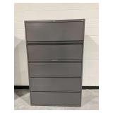 5-Drawer Gray Metal Lateral Filing Cabinet with Key