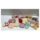 Vintage Crocheted Potholders and Hot Pads with Metal Holders