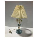 Table Lamp with Metal Flowers in Base an Pleated Shade...works