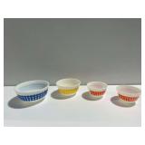 (4) Pyrexware Glass Bowls with Polka Dot Pattern