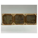 (3) Framed Wall Plaques with Floral and Scrollwork Motifs... In Protective Corner Wrap