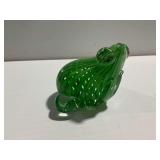 Green Art Glass Frog Figurine