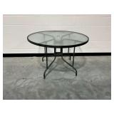 Round Glass Top Patio Table with Metal Frame