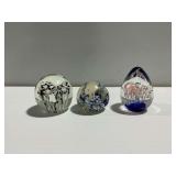 (3) Art Glass Paperweights  ... see photos