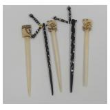 (5) Carved Hair Pins