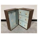 Vintage Hinged Wardrobe Trunk with Interior Drawers