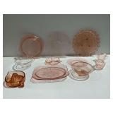 Pink Depression Glass Tableware Assortment