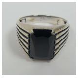 Sterling Silver Black Onyx Stone Ring Size 13
