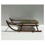 Vintage Wooden Sled with Red and Green Paint