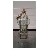 Hanging Glass and Brass Chandelier Lantern
