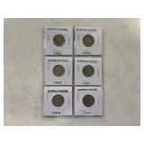 (6) Buffalo Nickels 1920 to 1929