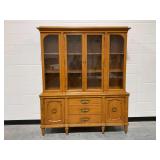 Wooden China Cabinet with Glass Doors and Storage Base