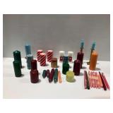 Variety of Wax Candles and Brass Candle Holders