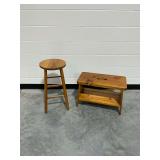 (2) Wooden Stools