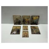 (7) Framed Landscape and Floral Silhouette Prints