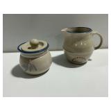 Red Wing Stoneware Pitcher and Lidded Jar with Midwestern Bio Ag Logo