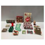 Christmas Decorating Items with Ornaments and Textiles
