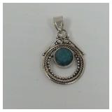 925 Sterling Silver Green Corundum Pendant