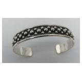 Sterling Silver Cuff Bracelet with Applied Granulation Cluster Design