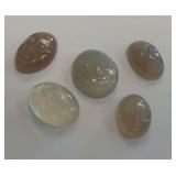 Carved Gemstone Cabochons Lot of Five Faces