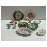 Vintage Porcelain Decorative Plates and Miniature Tableware Items