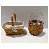 (2) Longaberger Woven Baskets with Fabric Liners