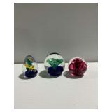 (3) Glass Paperweights