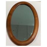 Vintage Oval Wooden Framed Wall Mirror