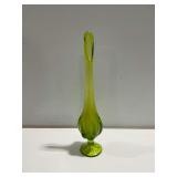 Green Art Glass Swung Vase