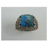 Sterling Silver and Turquoise Ring Size 12.5