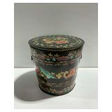 Painted Wooden Bucket with Lid