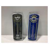 (2) Ford and Chevrolet Metal Outdoor Thermometers