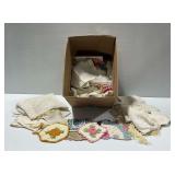 Textile Lot with Vintage Crocheted Doilies and Lace Linens