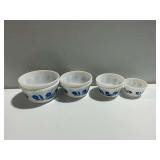 Vintage Hazel Atlas Blue Cornflower Glass Mixing Bowls