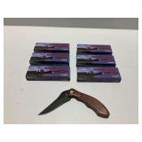 (6) Frost Cutlery Pocket Knives with Wooden Handles