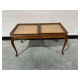 Wooden Display Coffee Table with Sliding Glass Tops