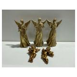 Gold Painted Angel Figurines and Wall Plaques