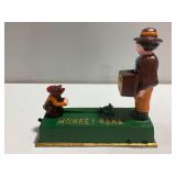 Reproduction Cast Iron Monkey Bank Mechanical Coin Bank