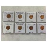(8) Lincoln Cent Coins in Holders