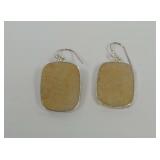 Agatized Coral and Sterling Silver Drop Earrings