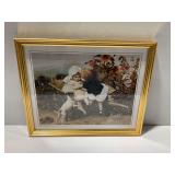 Framed Print of Children with Dog in Garden Scene