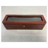 6-Slot Brown Leather Wrist Watch Storage Box