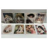 (8) Unframed Prints of Ladies and Little Girls... Dressing Dolly, Pink Roses with a Letter, and Others