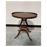 Vintage Wooden Lyre Base Accent Table