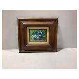 Floral Still Life Oil Painting in Wooden Frame