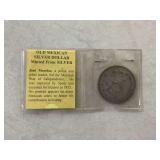 Mexican 1 Peso Silver Dollar Coin Encased in Protective Holder