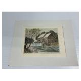 Leon Pescheret Signed Color Etching The Red Mill