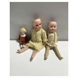 (3) German Bisque Head Dolls Including 390 Mold