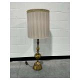 Brass Table Lamp with Pleated Fabric Shade...works
